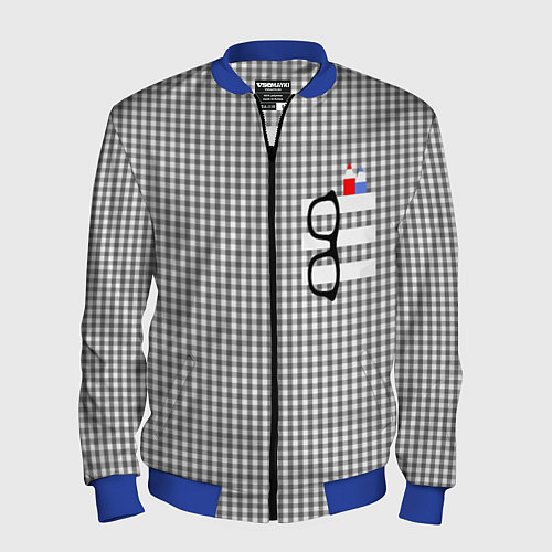 Мужской бомбер Черные очки висят на кармане / 3D-Синий – фото 1