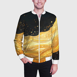 Бомбер мужской Золотистая материя на черном фоне, цвет: 3D-белый — фото 2