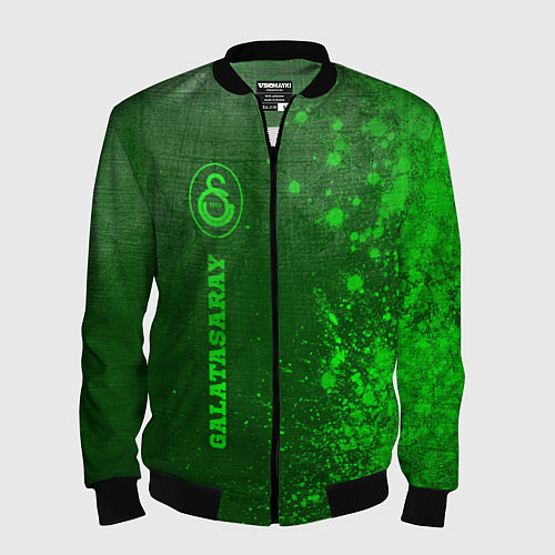 Мужской бомбер Galatasaray - green gradient по-вертикали / 3D-Черный – фото 1