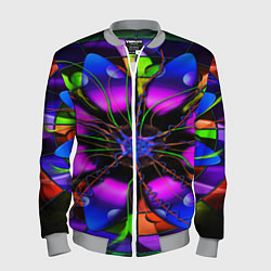 Мужской бомбер Неоновая психоделика лепестки