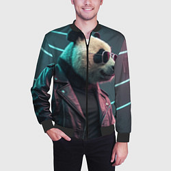 Бомбер мужской Cyberpunk panda, цвет: 3D-черный — фото 2