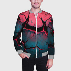 Бомбер мужской Объемные разломы текстура, цвет: 3D-меланж — фото 2
