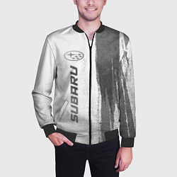 Бомбер мужской Subaru - white gradient по-вертикали, цвет: 3D-черный — фото 2