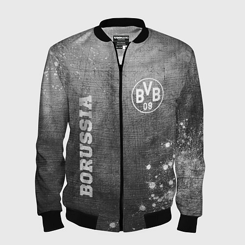 Мужской бомбер Borussia - grey gradient вертикально / 3D-Черный – фото 1