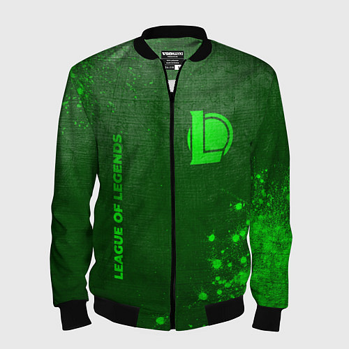 Мужской бомбер League of Legends - green gradient вертикально / 3D-Черный – фото 1