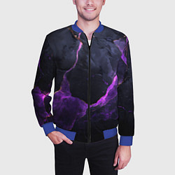Бомбер мужской Фиолетово-черная объемная текстура, цвет: 3D-синий — фото 2