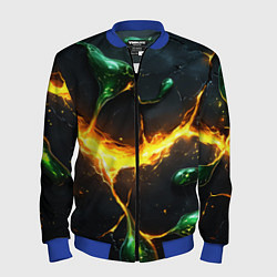 Бомбер мужской Разлом текстуры с зеленой слизью, цвет: 3D-синий
