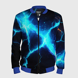 Бомбер мужской Голубой разлом из молний, цвет: 3D-синий