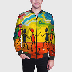 Бомбер мужской Дружба человечков, цвет: 3D-черный — фото 2