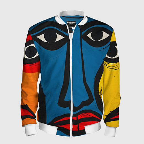 Мужской бомбер Арт с лицами / 3D-Белый – фото 1