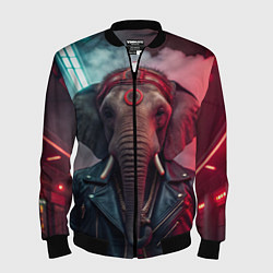 Бомбер мужской Cyberpunk elephant, цвет: 3D-черный
