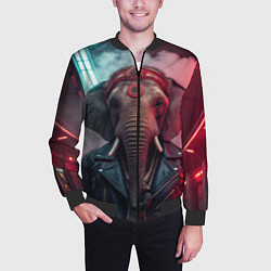 Бомбер мужской Cyberpunk elephant, цвет: 3D-черный — фото 2