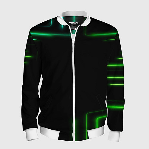 Мужской бомбер Black green color / 3D-Белый – фото 1