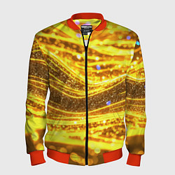 Мужской бомбер Золотые блестящие волны
