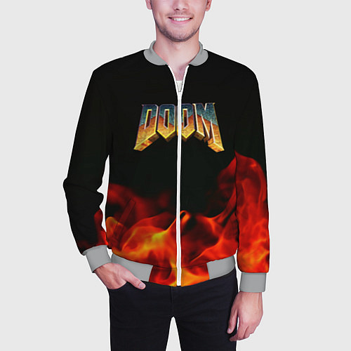 Мужской бомбер Doom огненная текстура / 3D-Меланж – фото 3