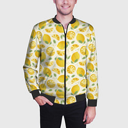 Бомбер мужской Сочные лимоны - паттерн, цвет: 3D-черный — фото 2