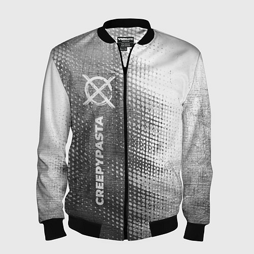 Мужской бомбер CreepyPasta - grey gradient по-вертикали / 3D-Черный – фото 1