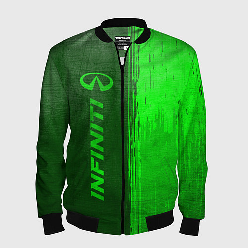 Мужской бомбер Infiniti - green gradient по-вертикали / 3D-Черный – фото 1