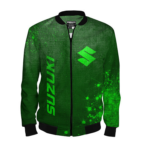 Мужской бомбер Suzuki - green gradient вертикально / 3D-Черный – фото 1