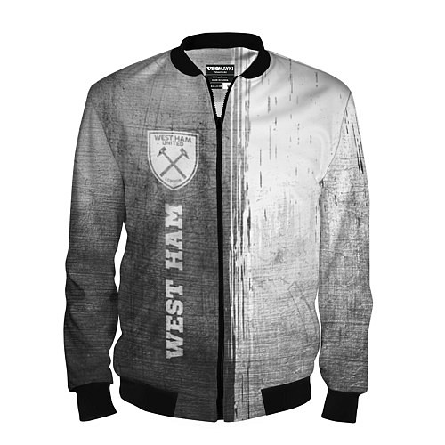 Мужской бомбер West Ham - grey gradient по-вертикали / 3D-Черный – фото 1
