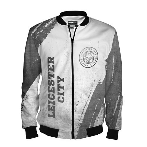Мужской бомбер Leicester City - white gradient вертикально / 3D-Черный – фото 1