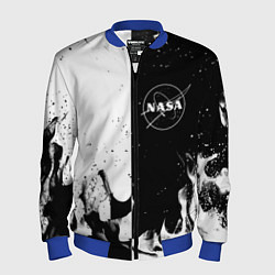 Мужской бомбер Nasa черно белый огонь
