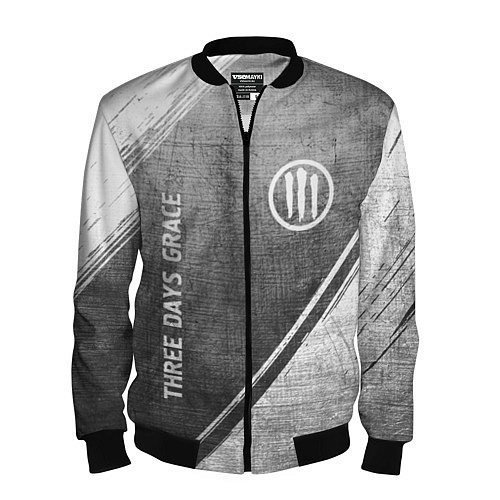 Мужской бомбер Three Days Grace - grey gradient вертикально / 3D-Черный – фото 1