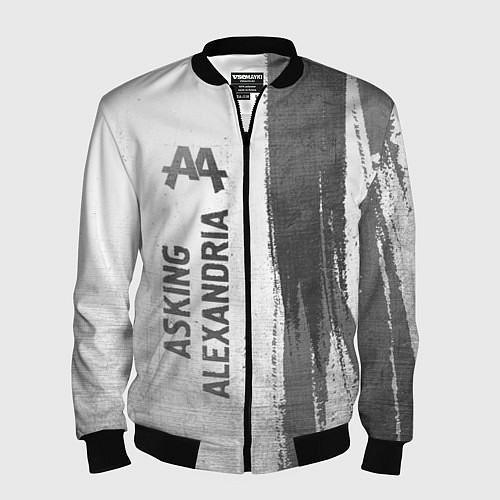 Мужской бомбер Asking Alexandria - white gradient по-вертикали / 3D-Черный – фото 1