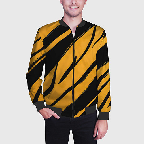 Мужской бомбер Тигровый раскрас / 3D-Черный – фото 3