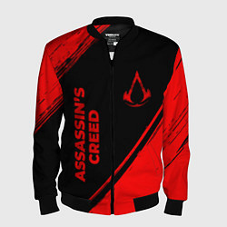 Бомбер мужской Assassins Creed - red gradient вертикально, цвет: 3D-черный