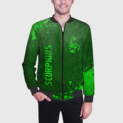Бомбер мужской Scorpions - green gradient вертикально, цвет: 3D-черный — фото 2