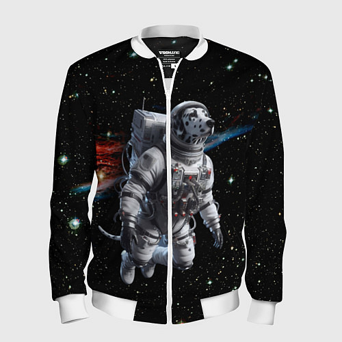 Мужской бомбер The dalmatian brave cosmonaut - ai art / 3D-Белый – фото 1