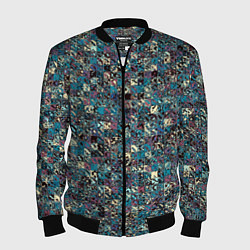 Мужской бомбер Бордово-голубой квадратный паттерн