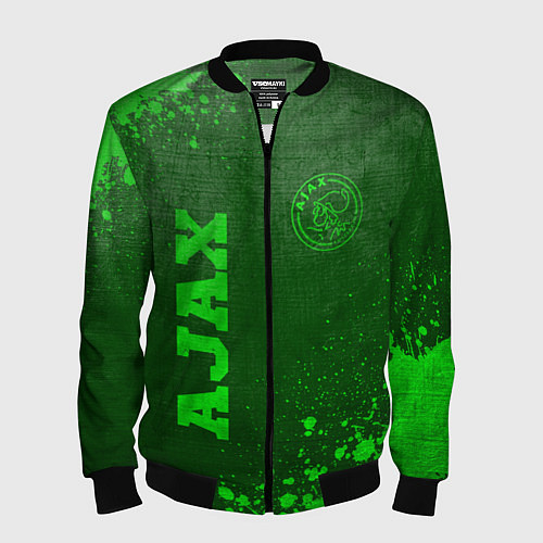 Мужской бомбер Ajax - green gradient вертикально / 3D-Черный – фото 1