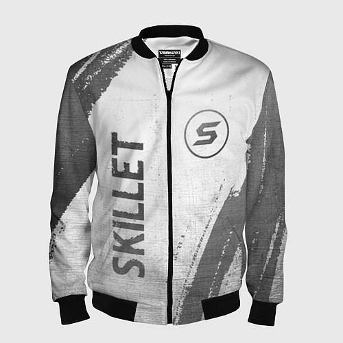 Мужской бомбер Skillet - white gradient вертикально / 3D-Черный – фото 1