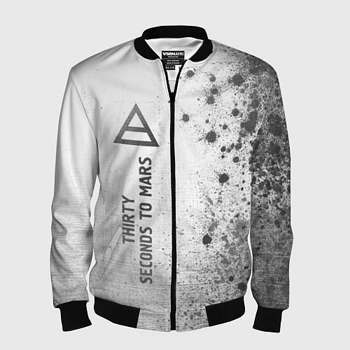Мужской бомбер Thirty Seconds to Mars - white gradient по-вертика / 3D-Черный – фото 1
