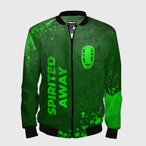 Мужской бомбер Spirited Away - green gradient вертикально / 3D-Черный – фото 1