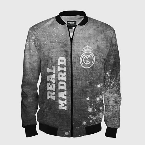 Мужской бомбер Real Madrid - grey gradient вертикально / 3D-Черный – фото 1