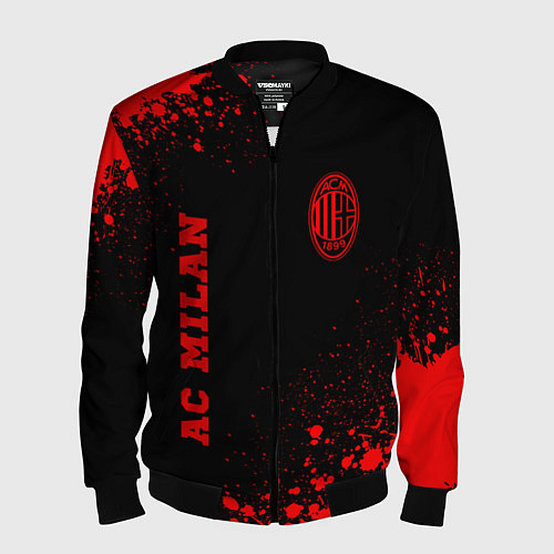 Мужской бомбер AC Milan - red gradient вертикально / 3D-Черный – фото 1
