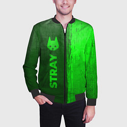 Бомбер мужской Stray - green gradient по-вертикали, цвет: 3D-черный — фото 2