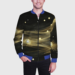 Бомбер мужской Золотистый свет на черной текстуре, цвет: 3D-синий — фото 2