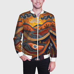 Бомбер мужской Горы и холмы в виде узоров, цвет: 3D-белый — фото 2