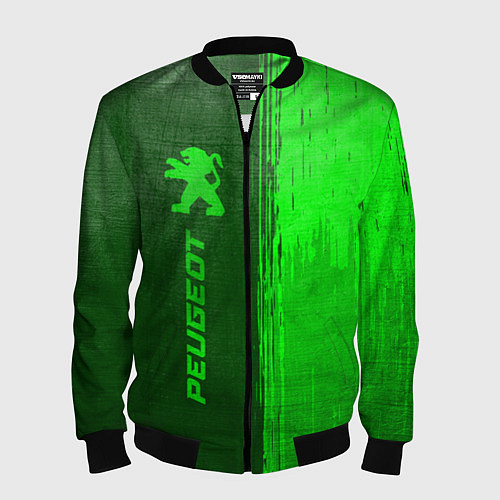 Мужской бомбер Peugeot - green gradient по-вертикали / 3D-Черный – фото 1