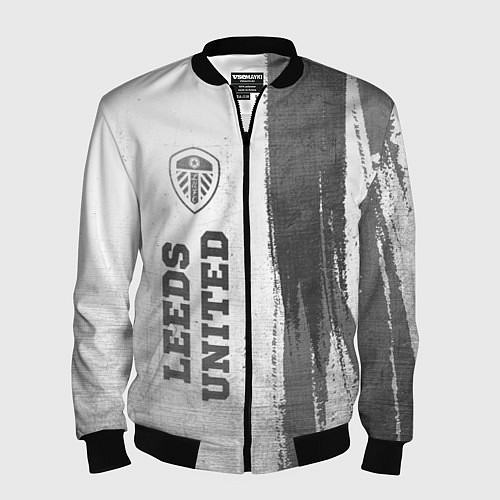 Мужской бомбер Leeds United - white gradient по-вертикали / 3D-Черный – фото 1