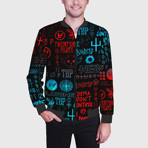 Мужской бомбер Twenty one pilots rock pattern / 3D-Черный – фото 3