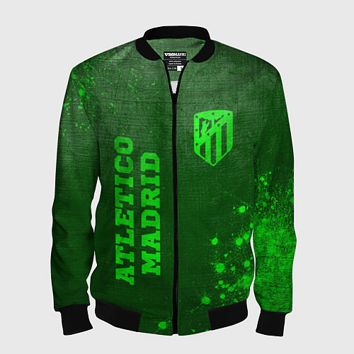 Мужской бомбер Atletico Madrid - green gradient вертикально / 3D-Черный – фото 1