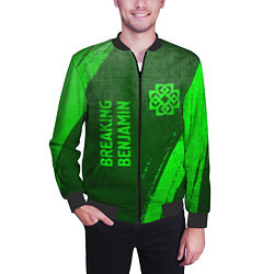 Бомбер мужской Breaking Benjamin - green gradient вертикально, цвет: 3D-черный — фото 2