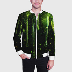 Бомбер мужской Зеленая объемная слизь, цвет: 3D-белый — фото 2