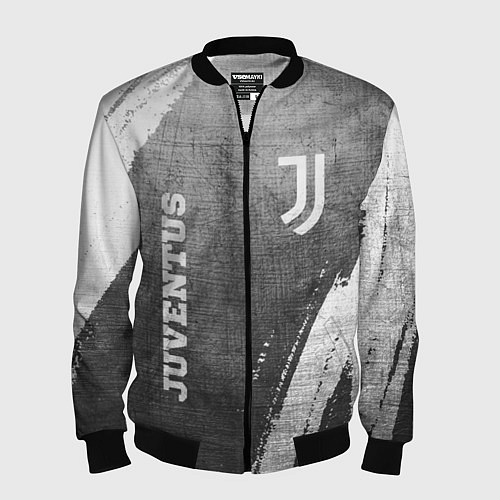 Мужской бомбер Juventus - grey gradient вертикально / 3D-Черный – фото 1