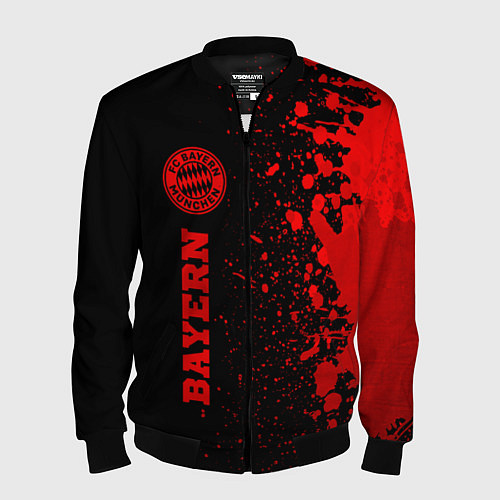 Мужской бомбер Bayern - red gradient по-вертикали / 3D-Черный – фото 1